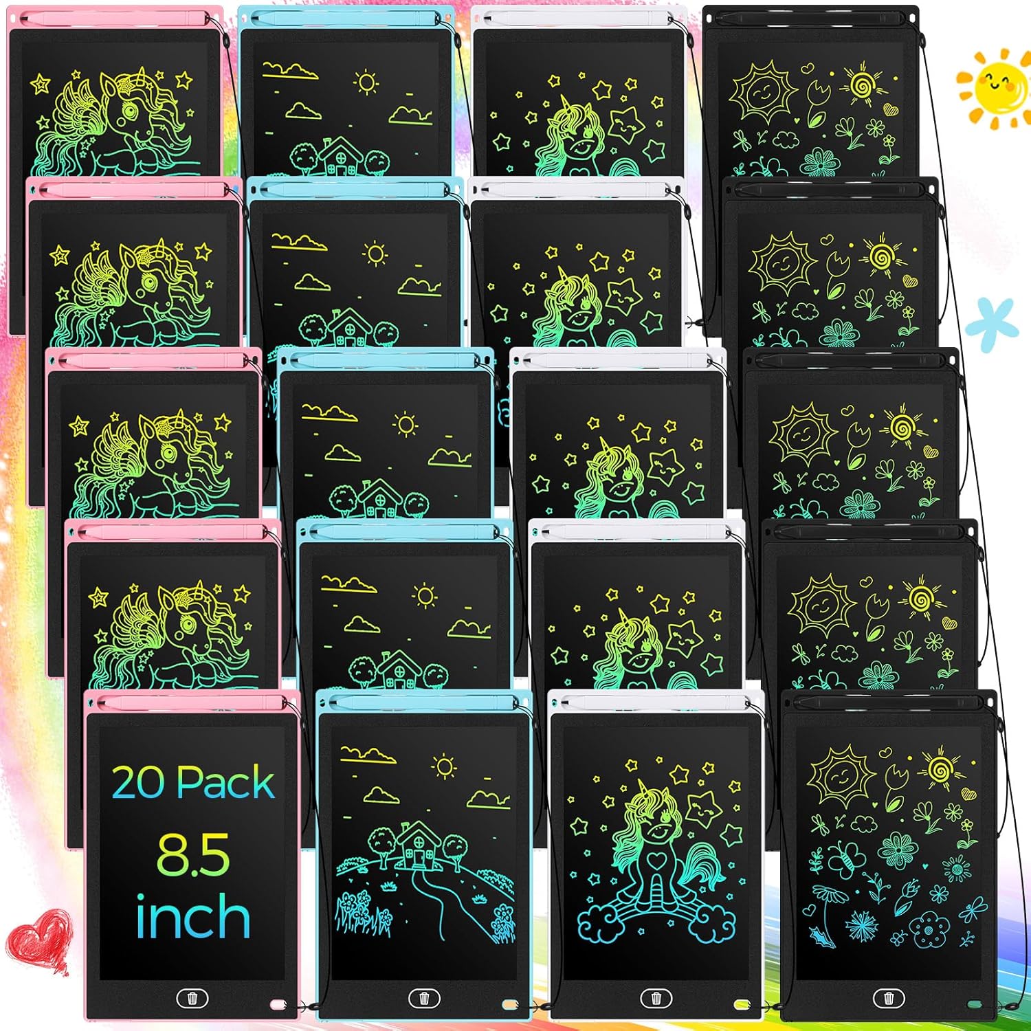 Zhehao 20 Pack LCD Writing Board for Kids - Fun Doodle Pads