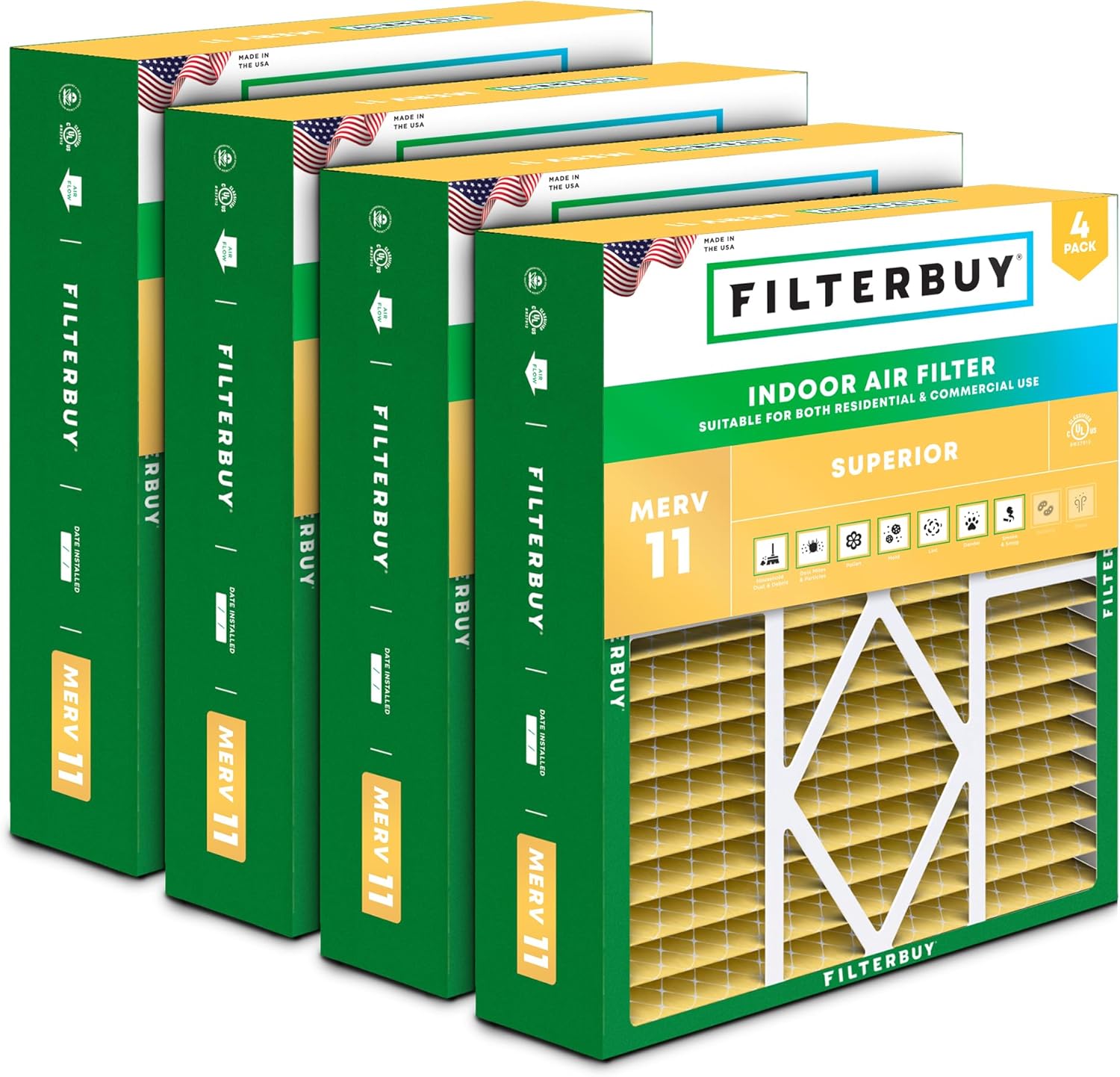 Filterbuy 20x25x5 Air Filter MERV 11 for Pet & Allergy Defense