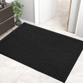 Black Sturdy Front Door Mat - Absorbent, Non-Slip Low Profile