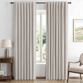 100% Blackout Linen Curtains 42 x 90 in - Room Darkening Luxury