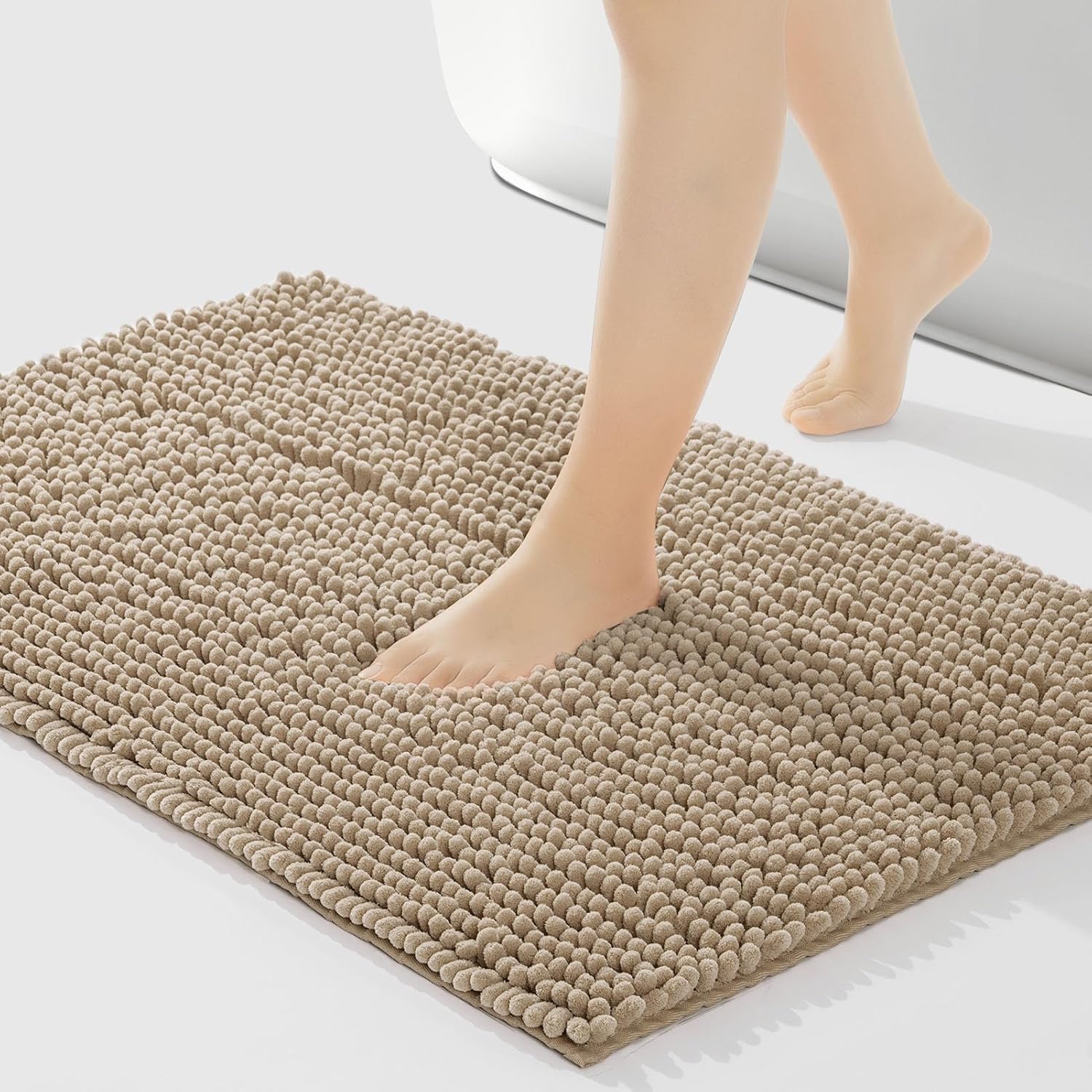 FRESHMINT Large Chenille Bathroom Rugs Mat for Comfort & Safety