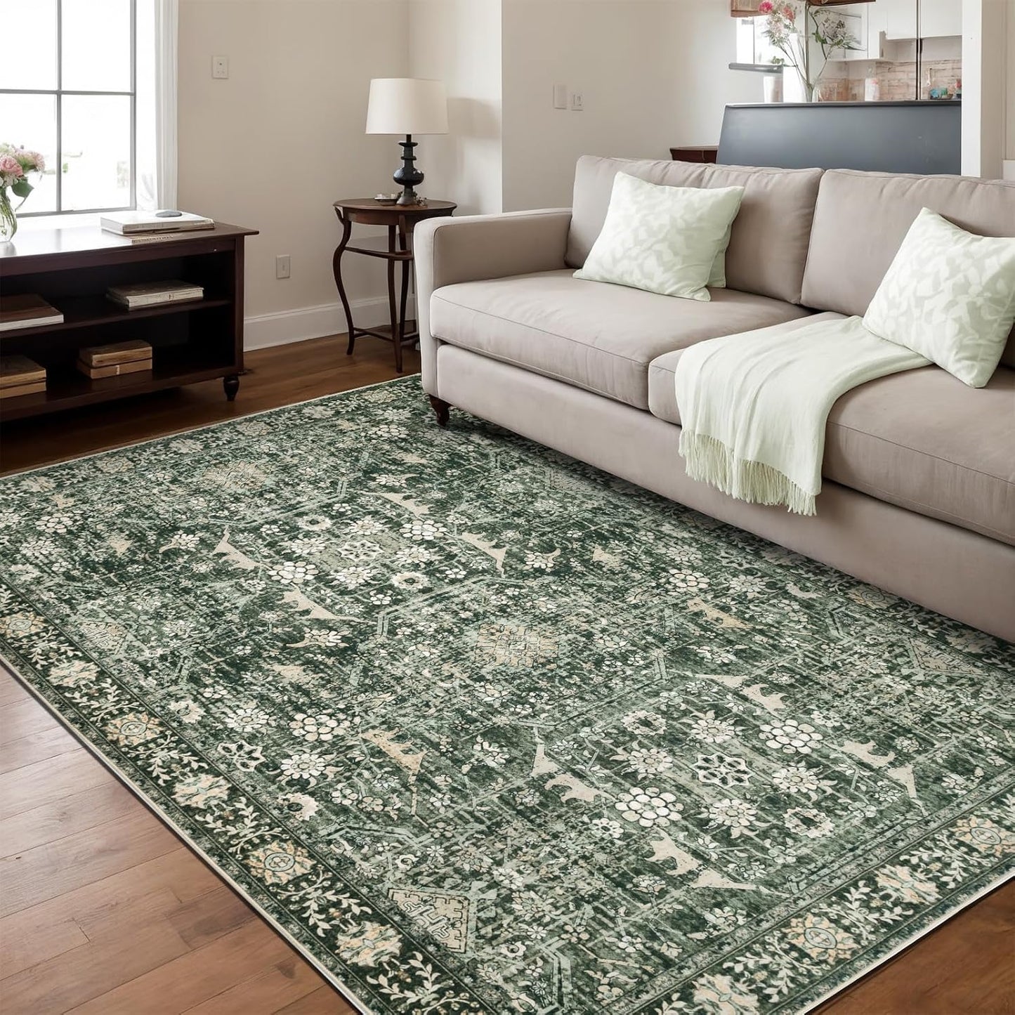 Vintage Floral Area Rug 810 Washable Soft Non Slip Carpet