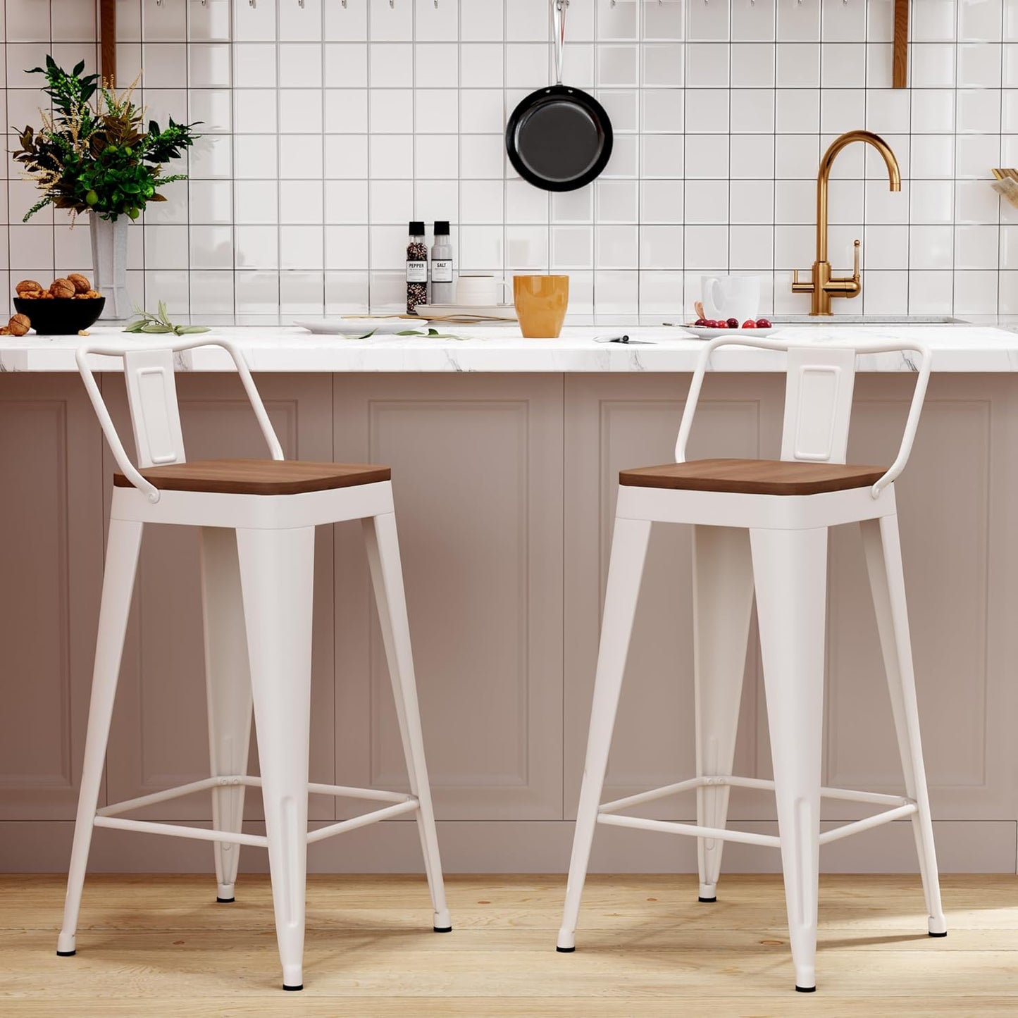 WENTMENT Metal Bar Stools Set of 2 for Kitchen Use