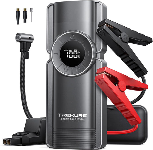 TREKURE Portable Jump Starter: 4000A Power, 150PSI Air Compressor