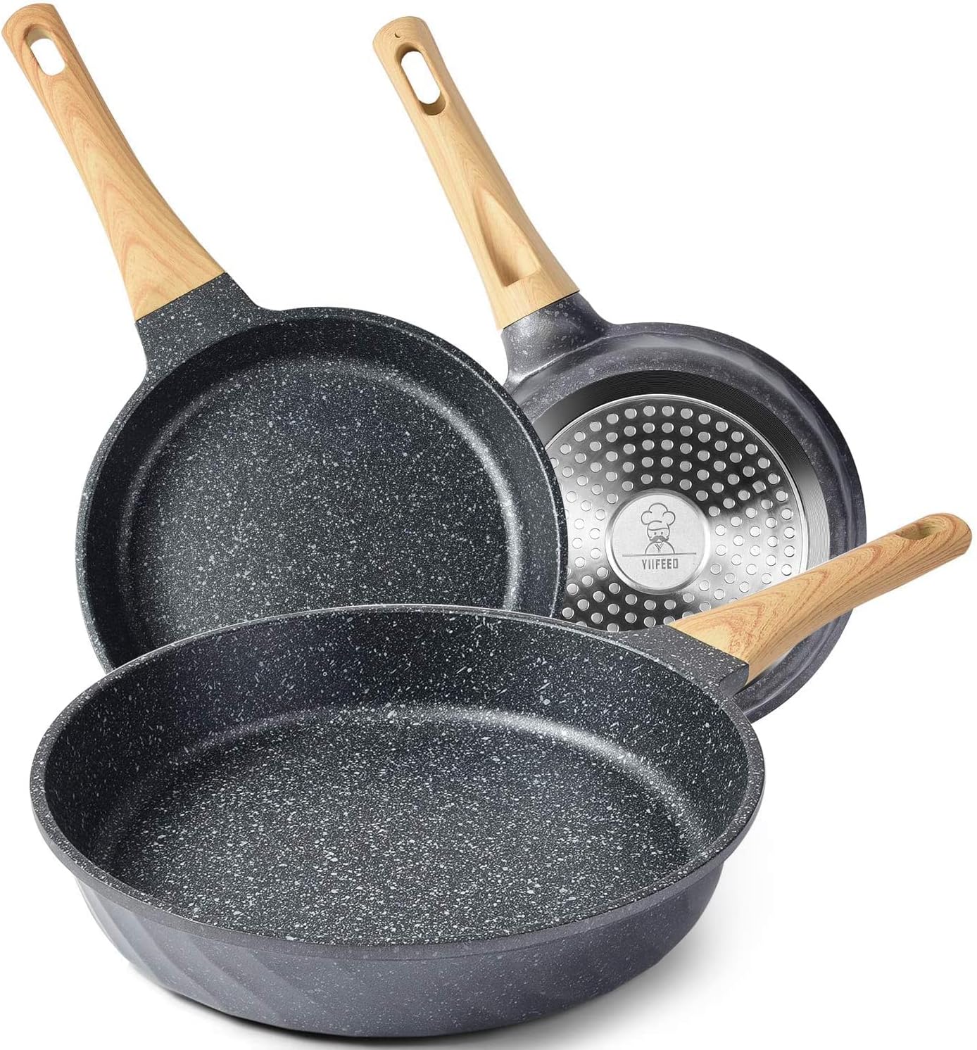 Nonstick Frying Pan Set for Cooking with Heat-Resistant Handle