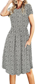 Simier Fariry Womens Summer Pocket Knee Length Casual Fit & Flare