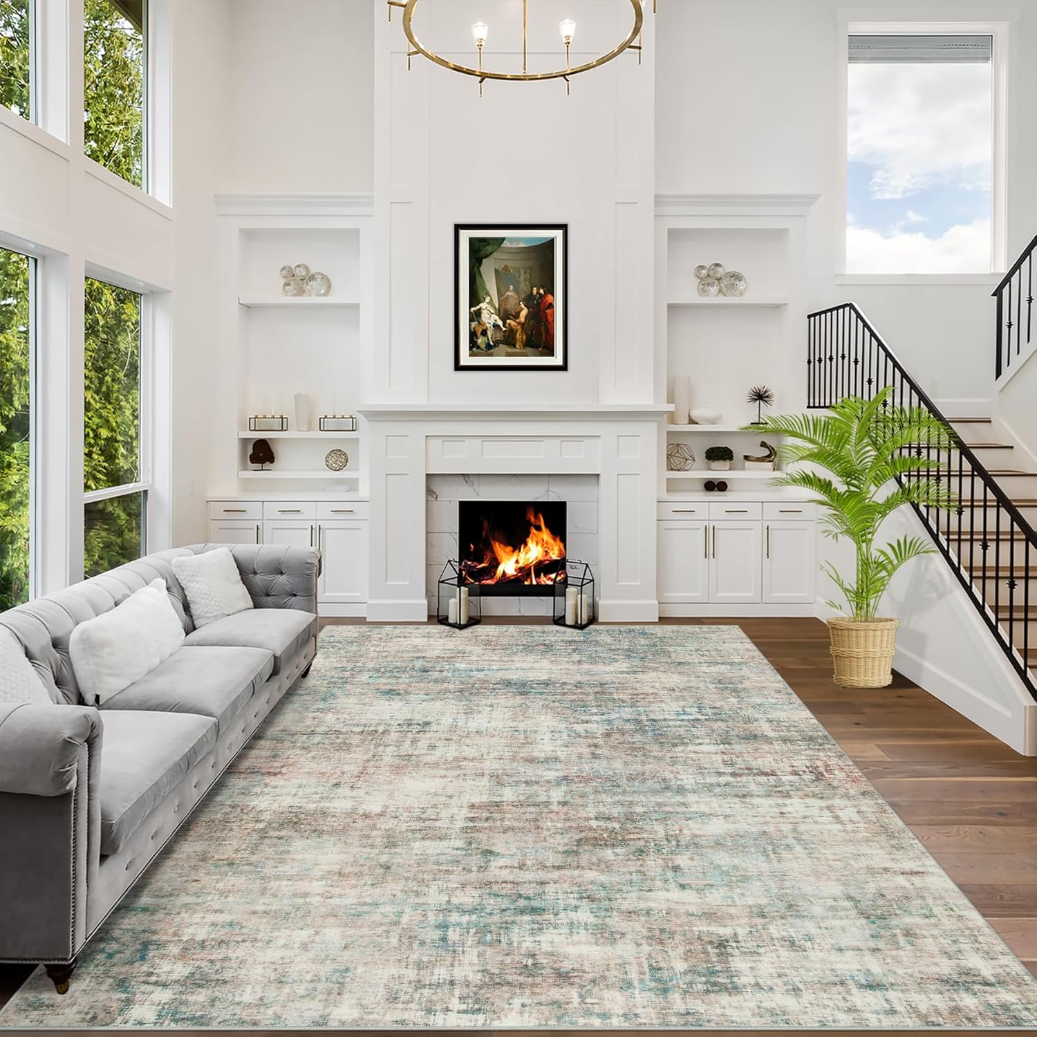 9x12 Area Rugs Washable Rug for Modern Living Room Comfort