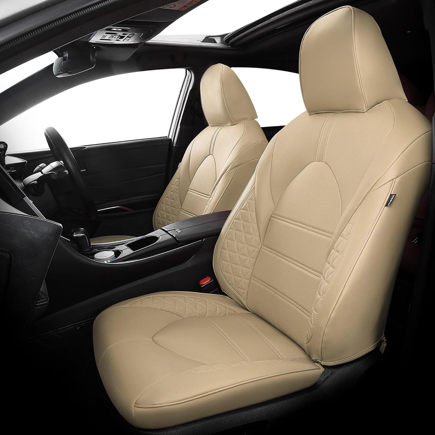 Custom Fit Beige Seat Covers for Toyota Camry 2018-2024 Models