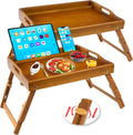 Greenual Bed Tray Table 2 Pack with Handles and Media Slot - Foldable