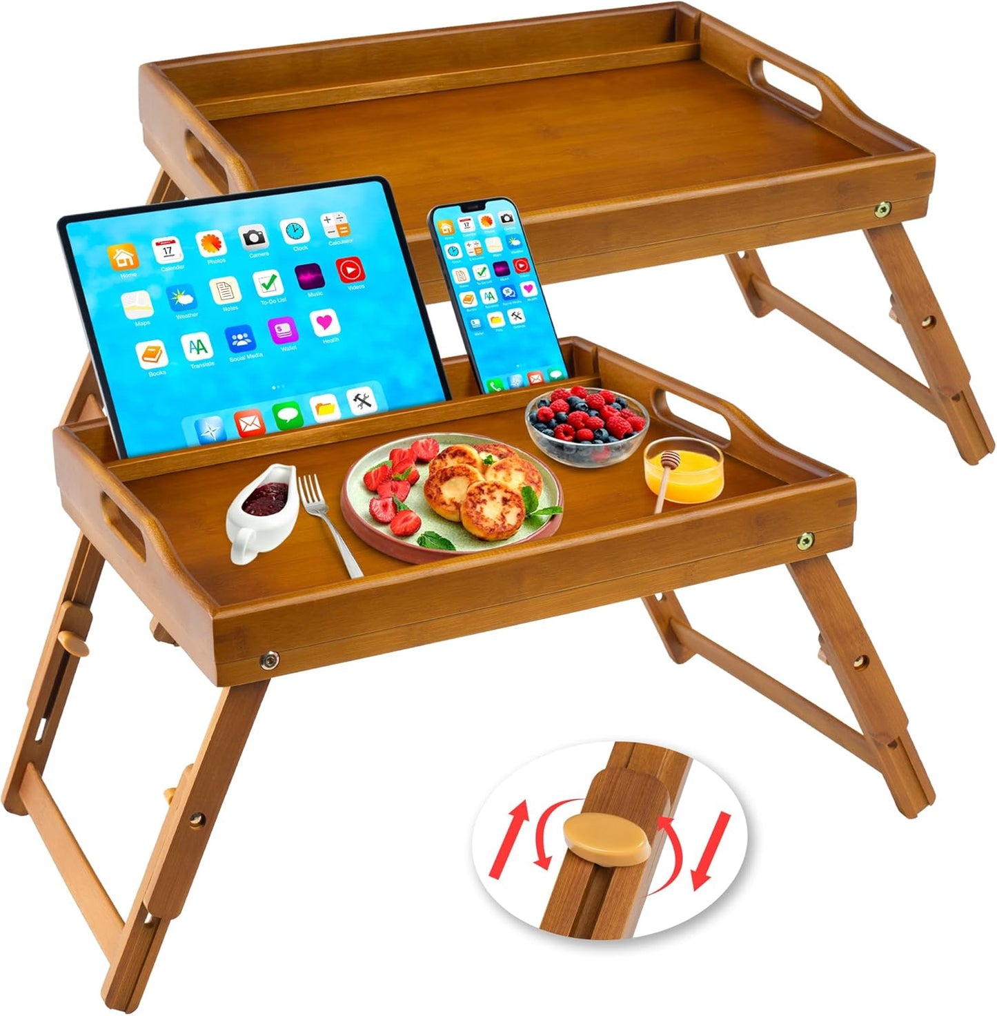 Greenual Bed Tray Table with Handles for Breakfast and Media