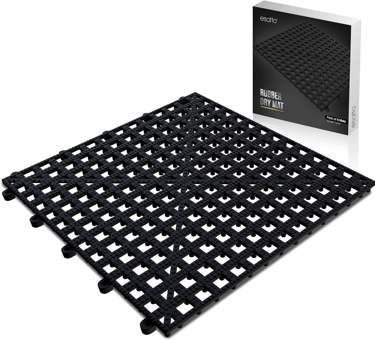 Esatto Interlocking Shelf Mats 12 in Black for Clean Bars