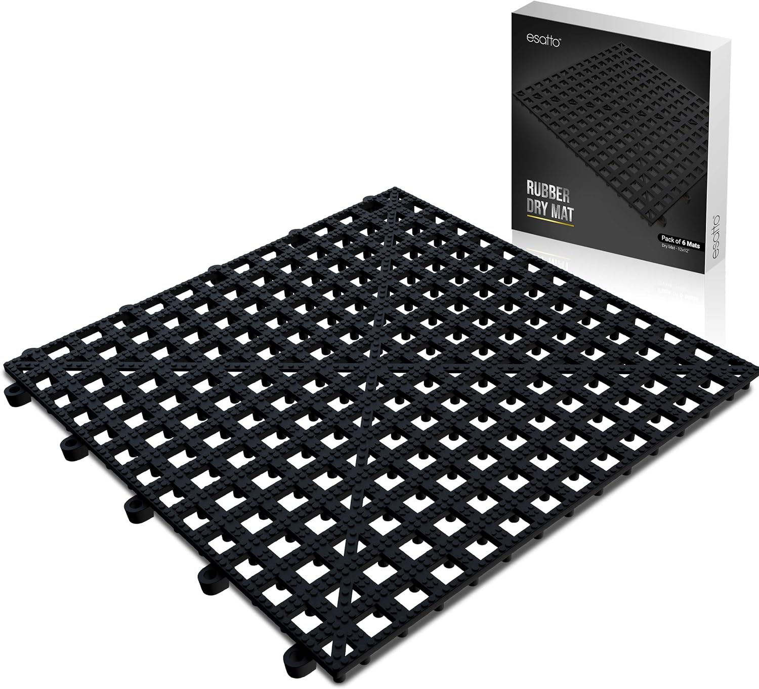 Esatto Interlocking Shelf Mats 12 in Black for Clean Bars