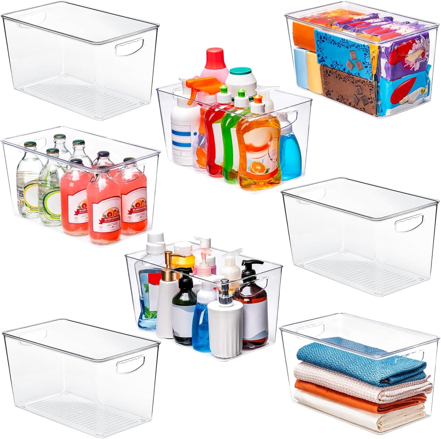 theaoo Clear Storage Bins with Lids - 8 Pack for Organization
