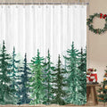 Christmas Tree Shower Curtain Snowflake Winter Forest - Festive