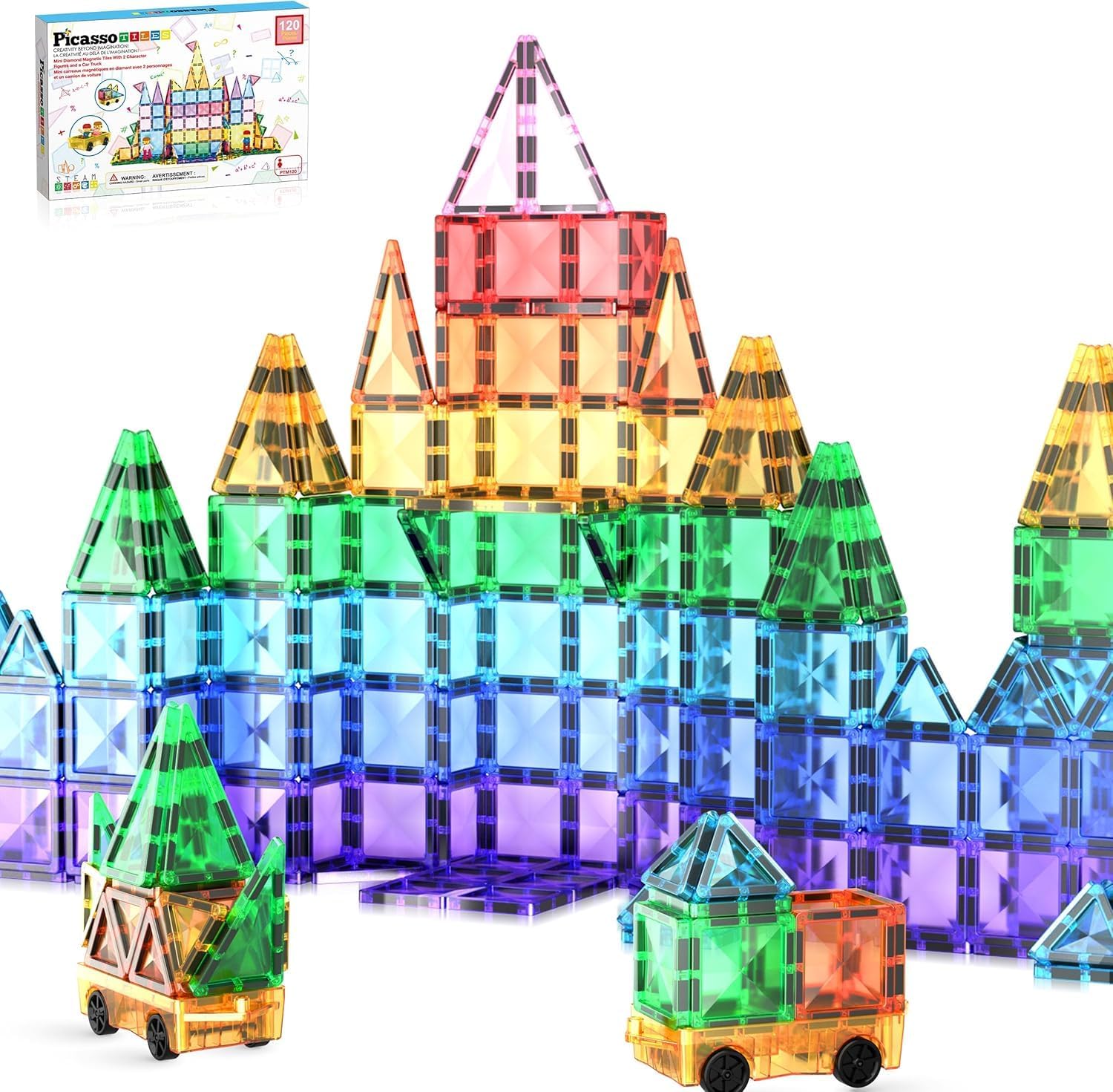 PicassoTiles Mini Magnetic Tiles Set for STEM Learning Fun