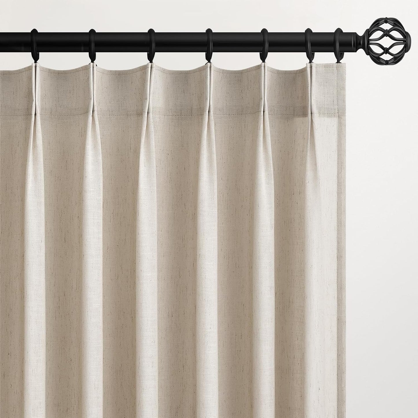 Topfinel Oatmeal Beige Pinch Pleated Curtains for Living Room