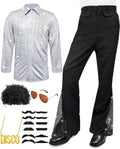 6 Pcs Mens 70s Disco Outfits Retro Halloween Costume Set