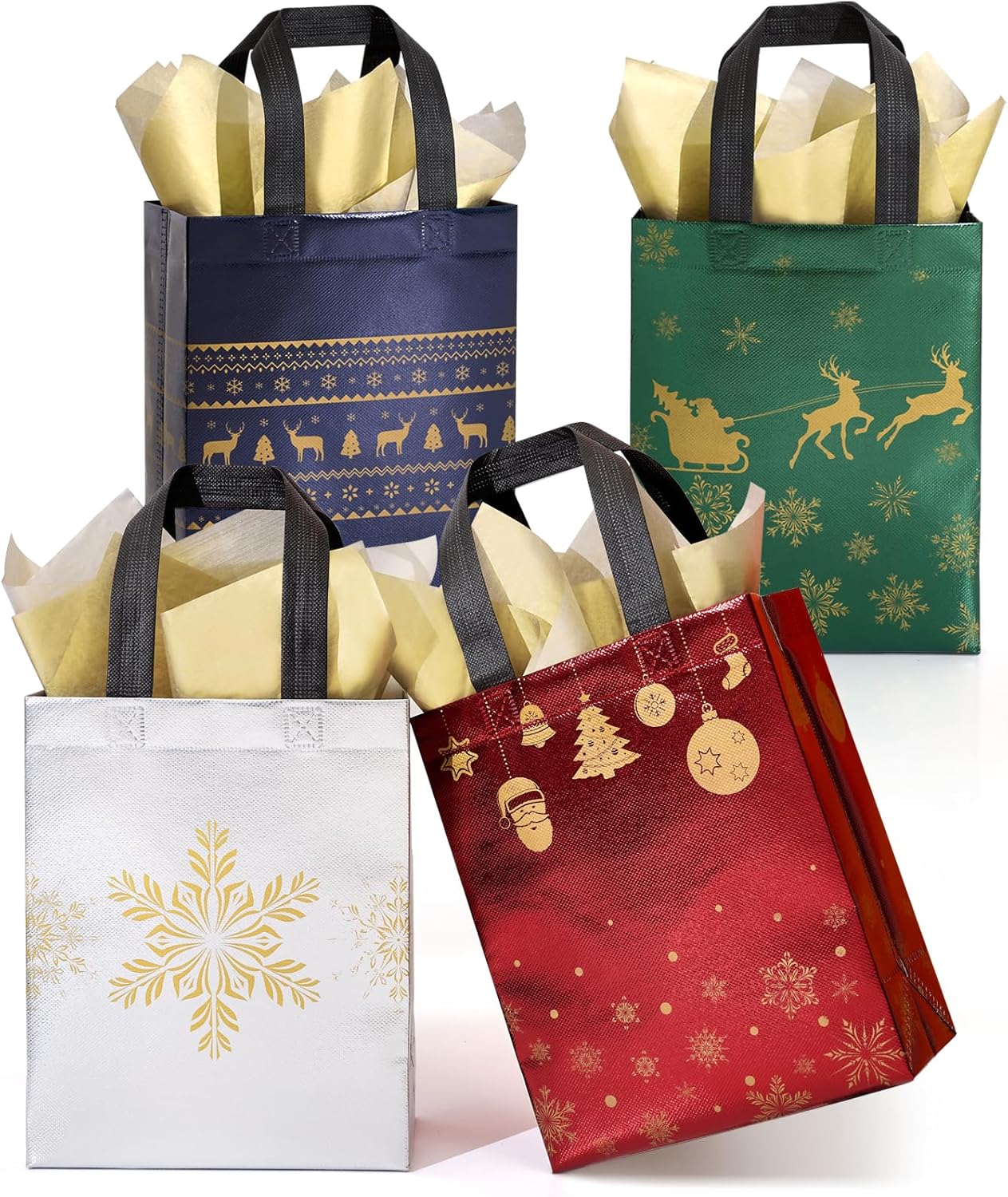 48 Pack 10in Christmas Gift Bags for Holiday Gift Wrapping