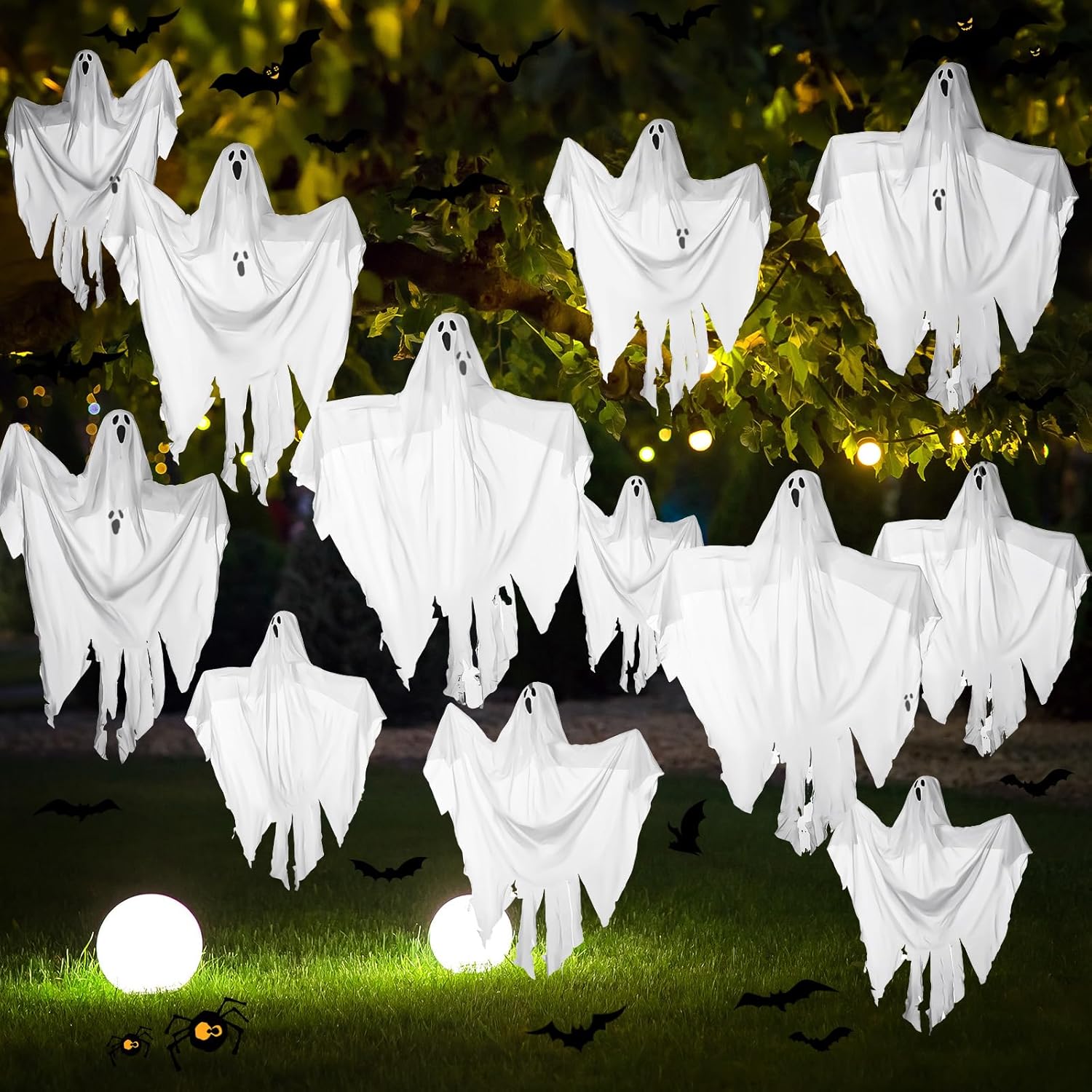 12 Pcs Halloween Hanging Ghost Decorations for Spooky Fun