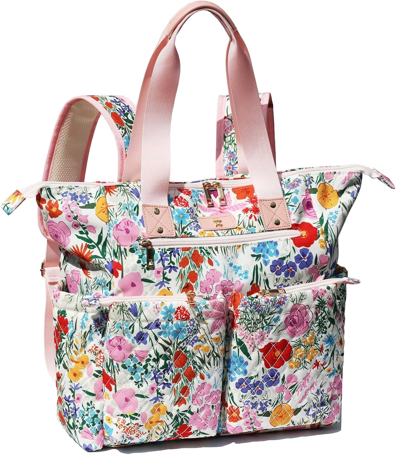 Diaper Tote Bag Backpack 2 in 1 for Women with Insulated Pockets