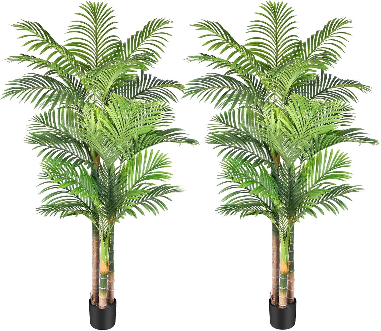 6ft Tall Triple Golden Cane Palm Artificial Tree for Home Decor