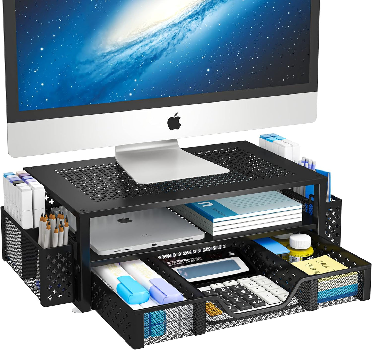 Space-Saving Monitor Stand with Drawer