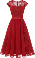 Wedtrend Bridesmaid Short Ruffle Lace Cocktail Dress - Elegant Fit