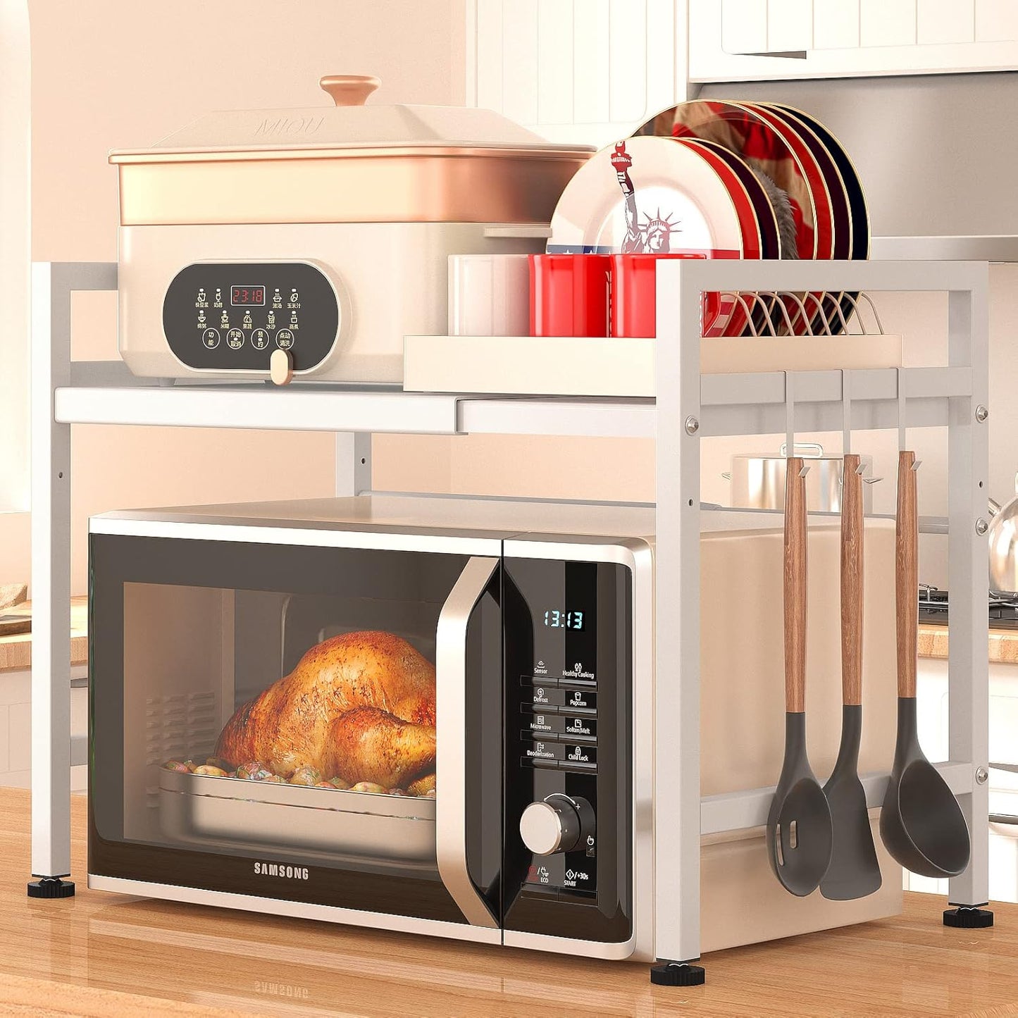 PUSDON Adjustable Microwave Rack - Organize with Ease!