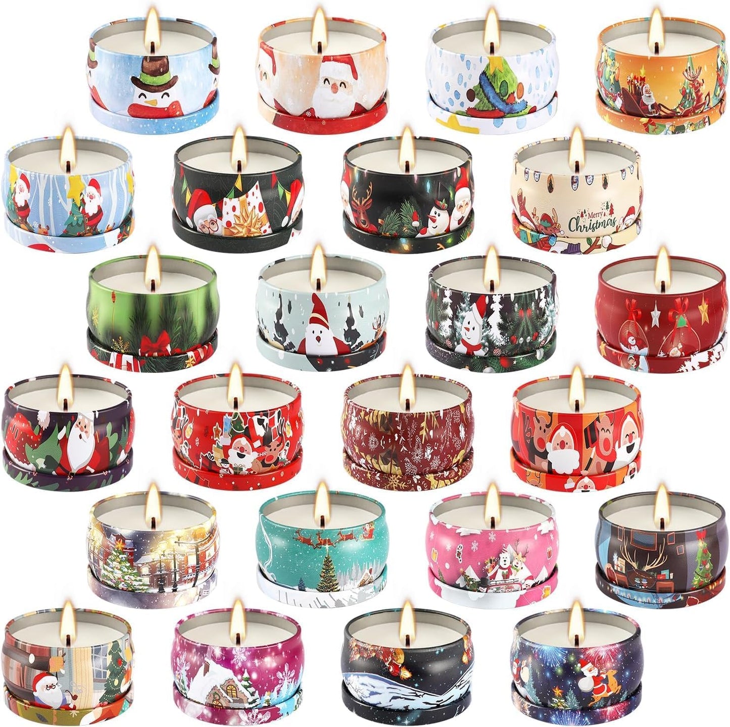 24 Pack Christmas Scented Candles Set for Relaxation and Gifts