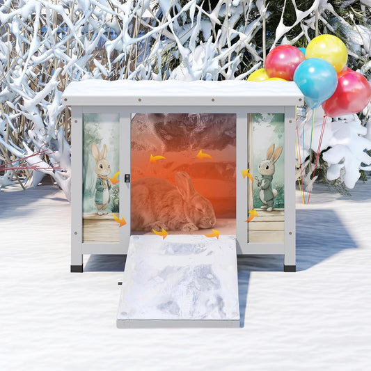 Insulated Cat House Outdoor Heated for Small Animals - COZIWOW
