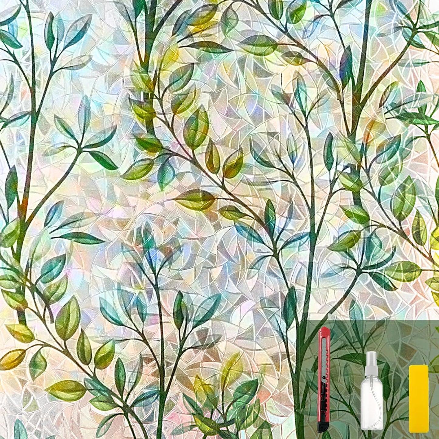 Window Privacy Film Elegant Leaves for Enhanced Home Privacy