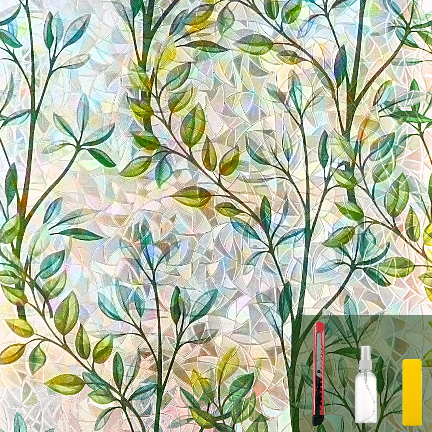 Window Privacy Film Elegant Leaves for Enhanced Home Privacy