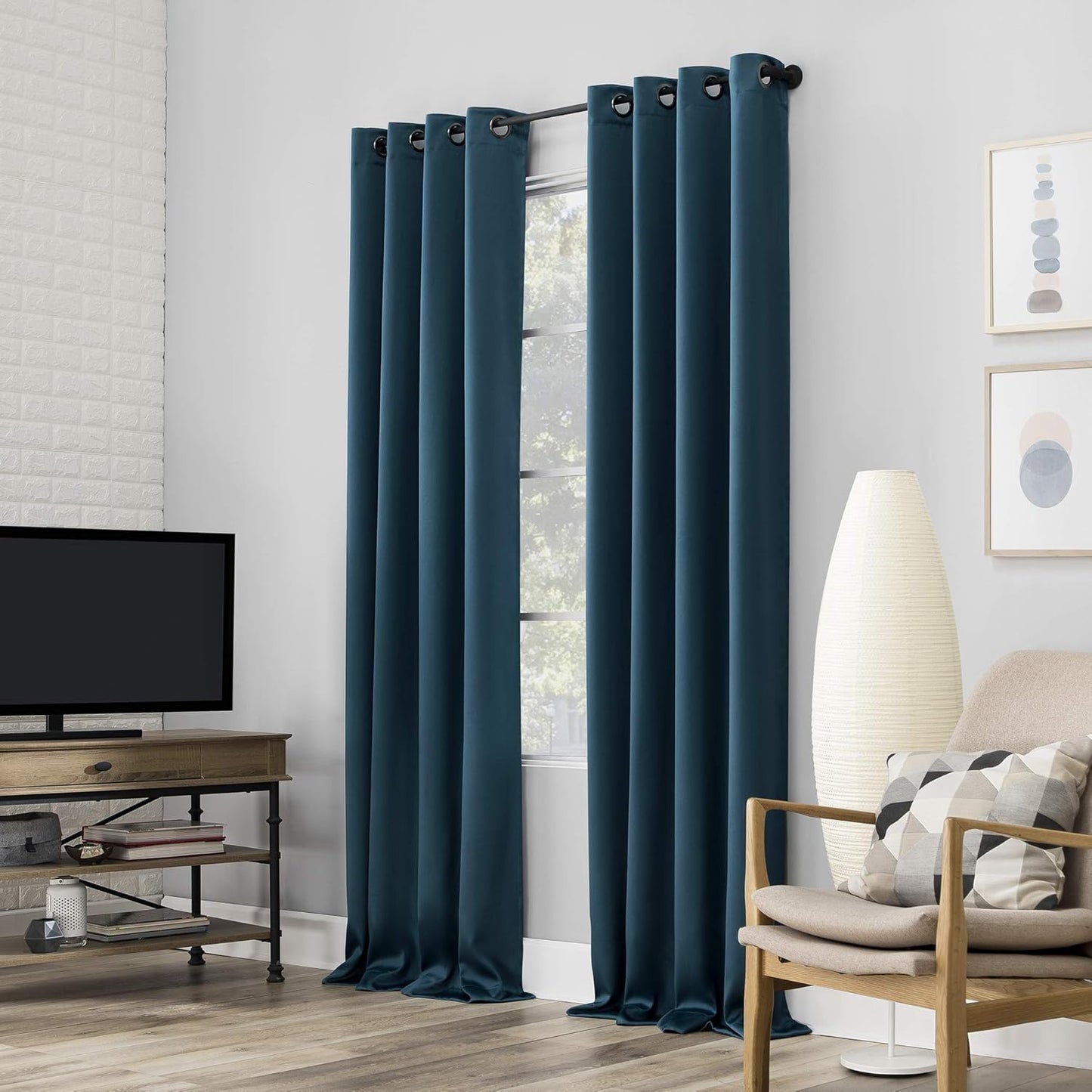 Sun Zero Nordic 100% Blackout Grommet Curtain Panel Pair