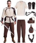 8 Pcs Men's Renaissance Costume Medieval Pirate Viking Set Vanderdyken