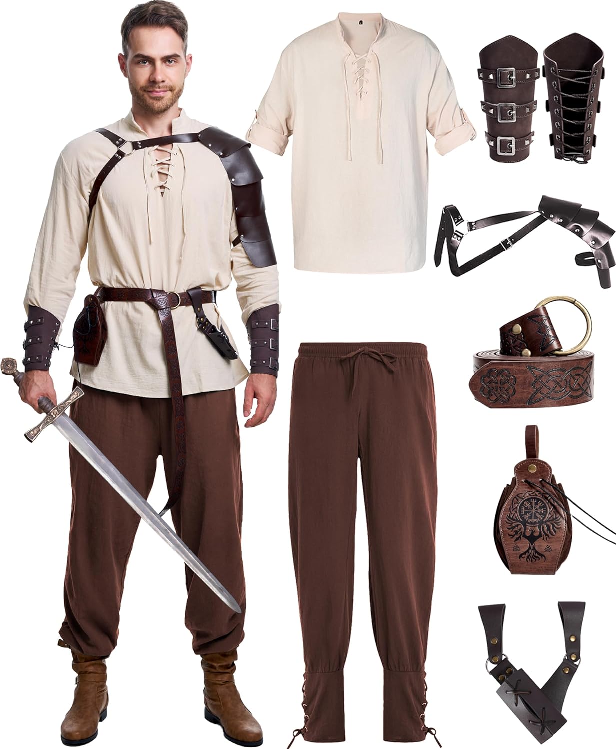 Men's Renaissance Costume Set for Halloween and Medieval Events