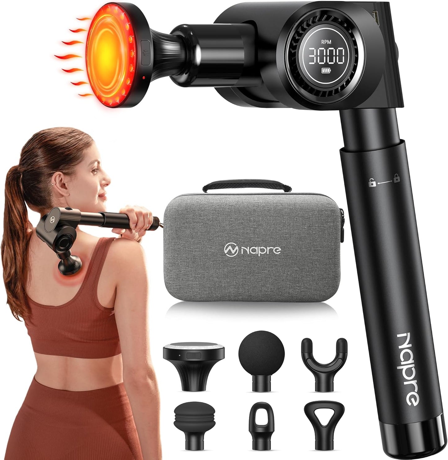 Massage Gun with Heat for Deep Tissue Relief and Recovery