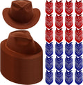 Hillban 48 Pack Cowboy Hat and Bandana Set - Kids Western Party Kit