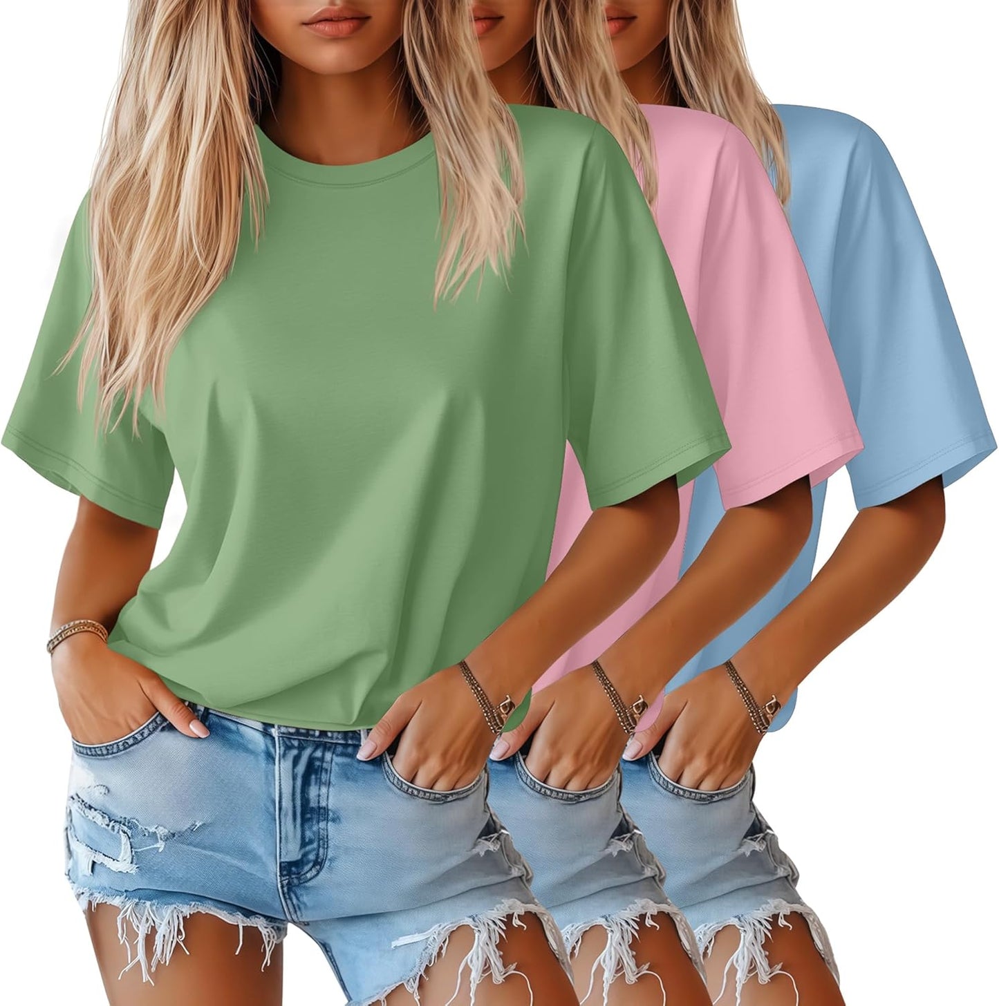 Huukeay Women's Half Sleeve T-Shirts for Casual Summer Wear