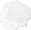 CleverDelights 6 White Linen Cocktail Napkins - 12 Pack - Elegant Hemstitch Detail