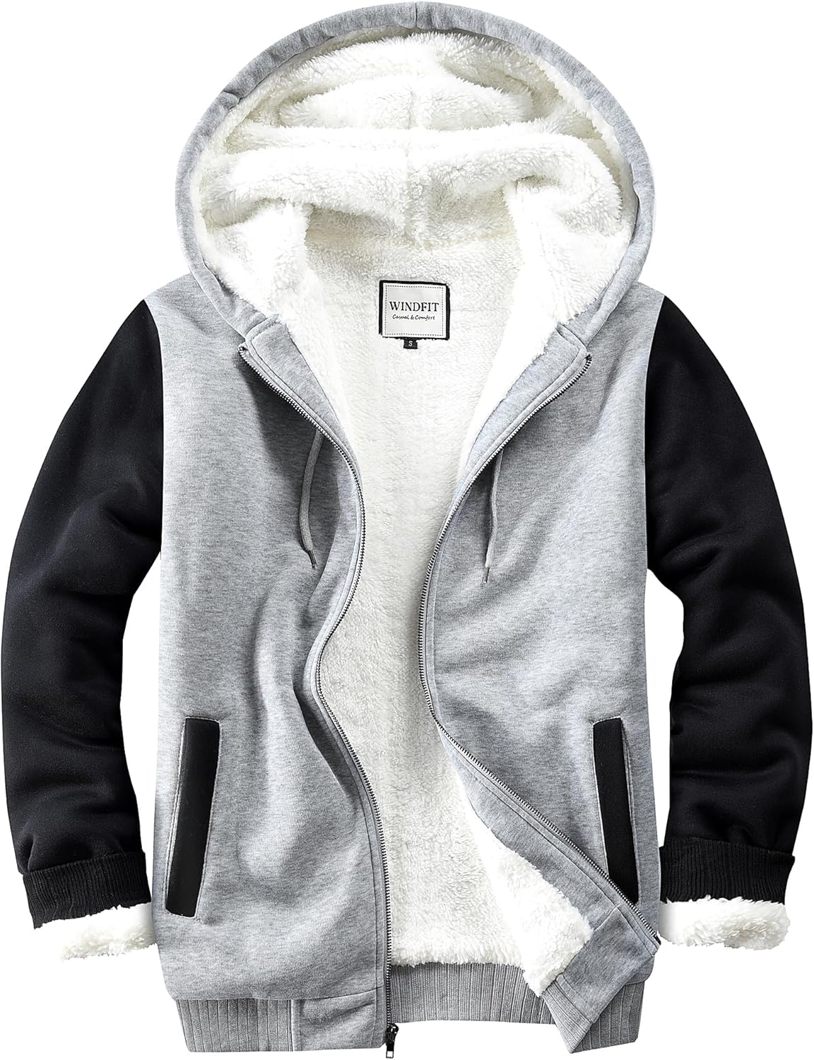 Men's Sherpa Jacket Heavyweight Zip Up Hoodie for Winter Wear