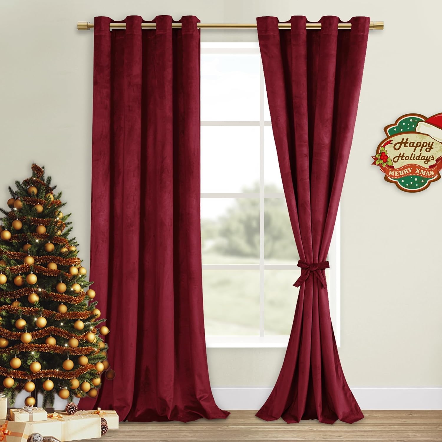 Elegant Wine Red Blackout Velvet Curtains for Home Decor