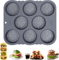 Chicrinum Non-Stick Hamburger Bun Pan - 8 Cavity Perforated Mold