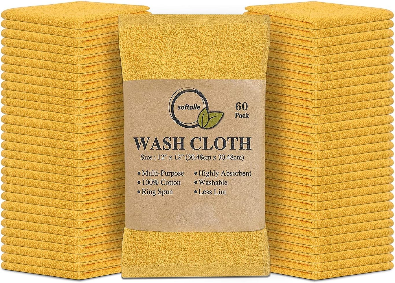 Softolle 100% Cotton Washcloths - Highly Absorbent Face Towels