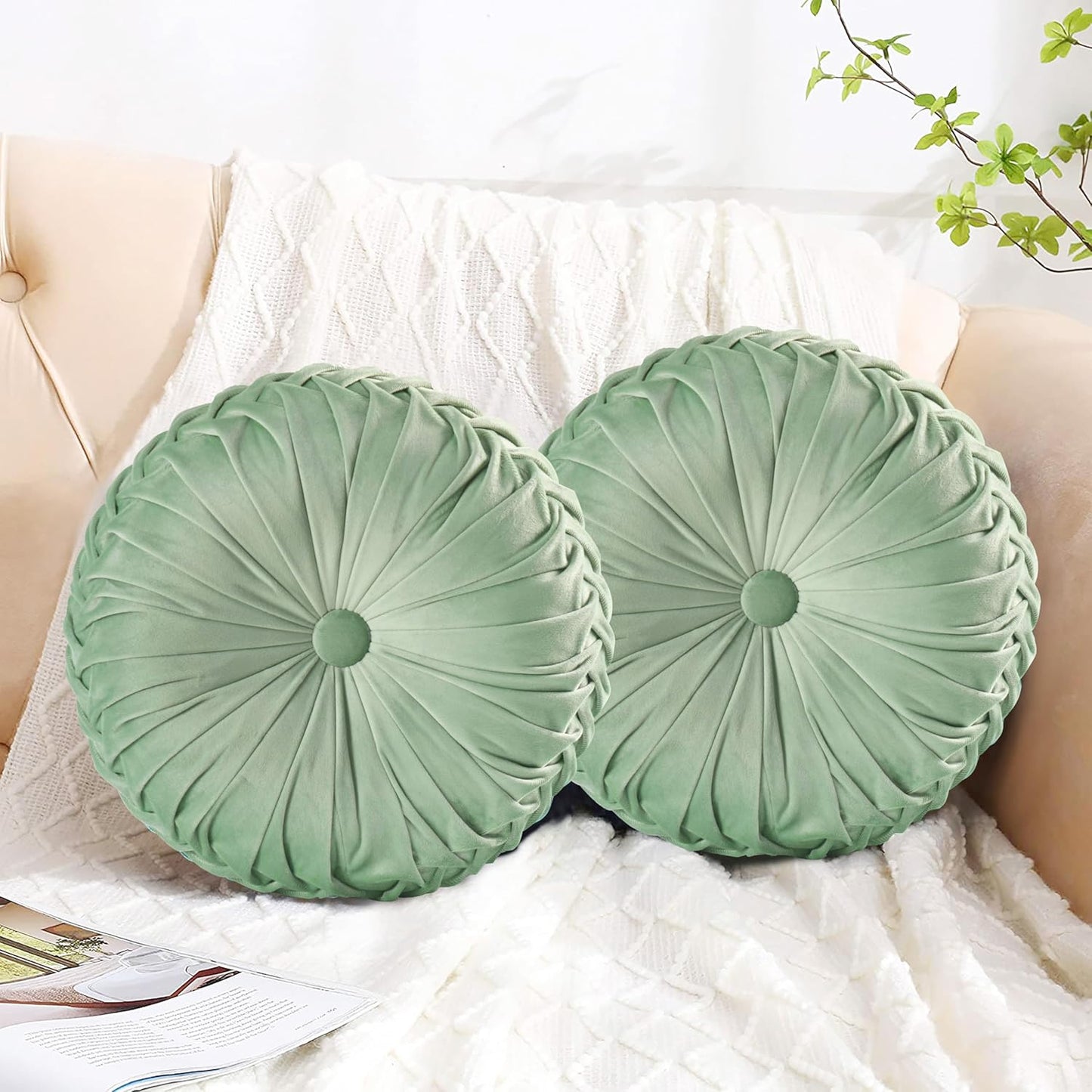 Decorative Round Pleated Throw Pillows for Stylish Home Decor