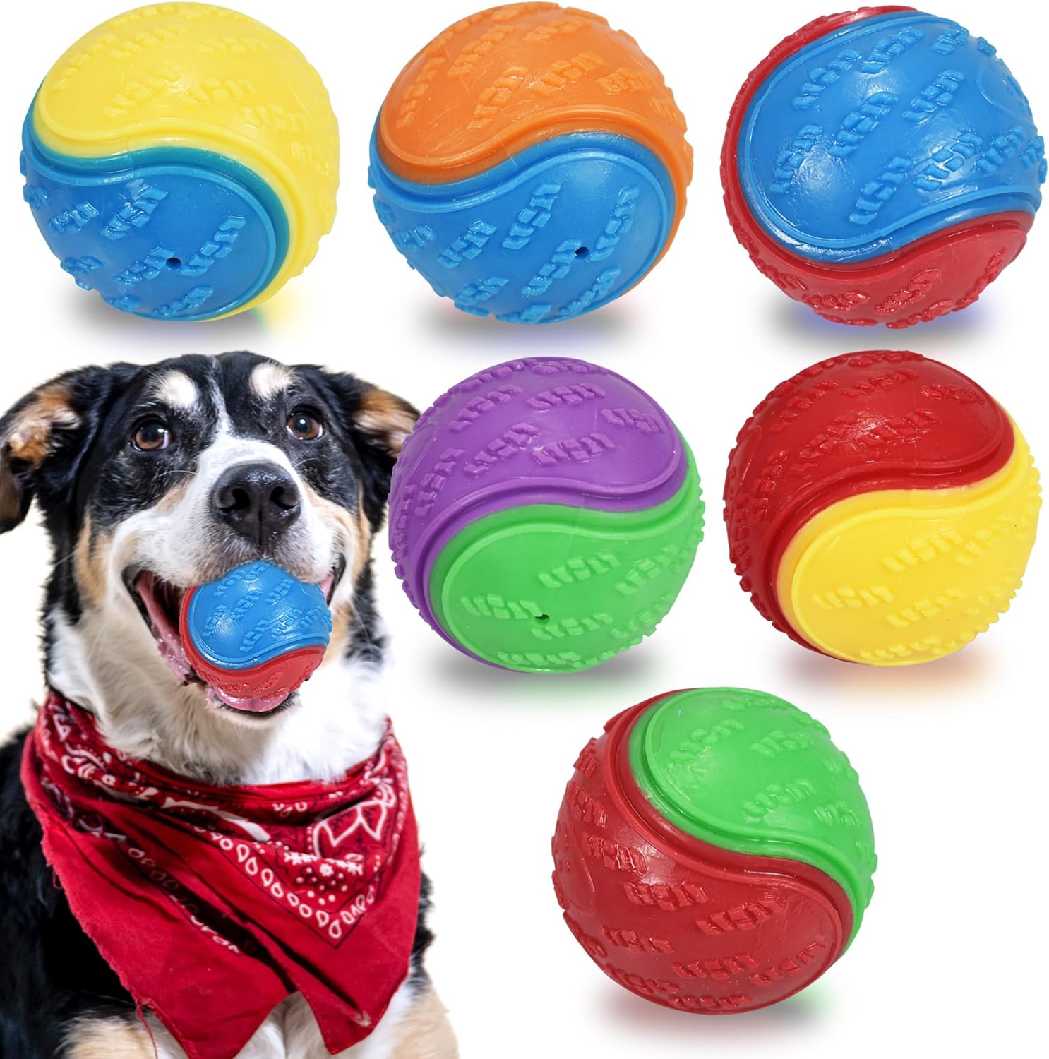 High Bouncy Squeaky Dog Balls Set by LECHONG
