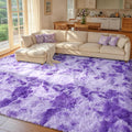 8x10 Purple White Rug Fluffy Area Rug - Soft Plush Lilac Accent
