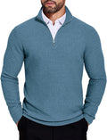COOFANDY Men's Quarter Zip Sweater Slim Fit Lightweight Knit - Casual