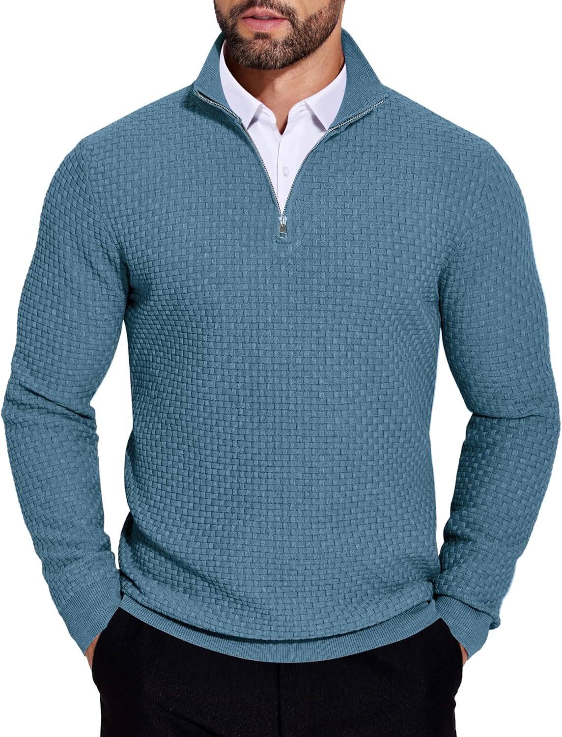 COOFANDY Men's Quarter Zip Sweaters for Stylish Winter Wear
