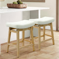 Counter Height White Bar Stools Set of 2 - Comfortable Saddle Seats