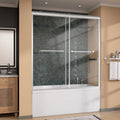 GETPRO Tub Shower Door 56-60 in W x 62 in H Double Sliding Tub Door